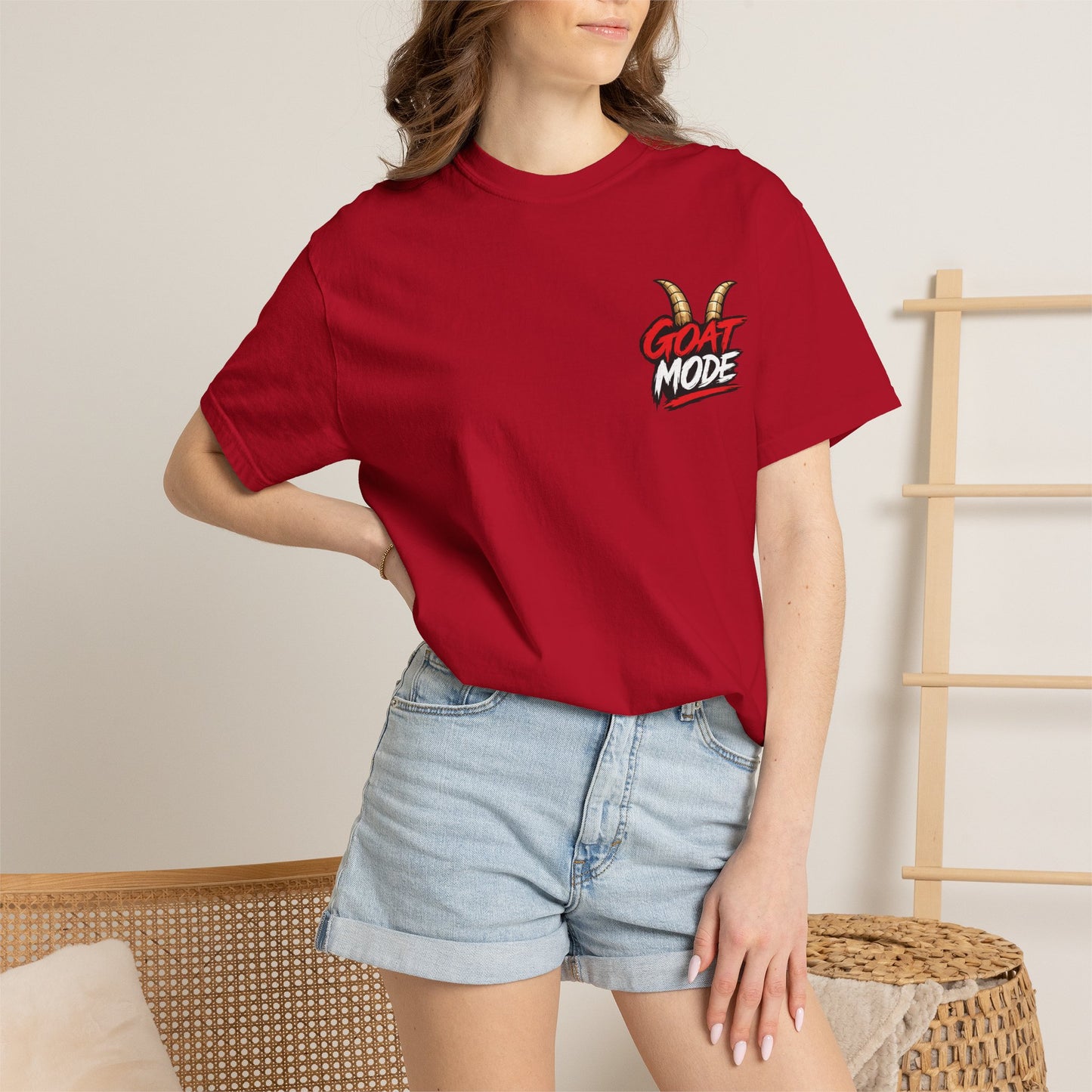 Goat Mode T-Shirt — Streetwear Graphic Tee with Smoking Goat Design