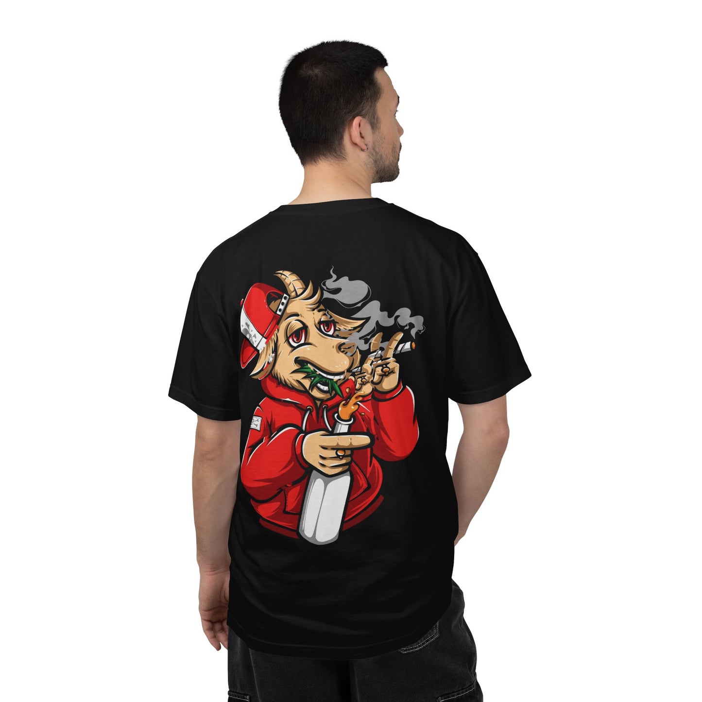 Goat Mode T-Shirt — Streetwear Graphic Tee with Smoking Goat Design