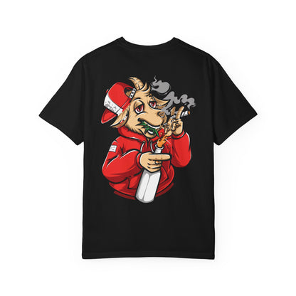 Goat Mode T-Shirt — Streetwear Graphic Tee with Smoking Goat Design