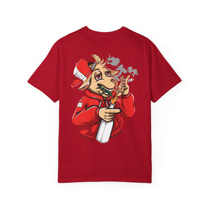 Goat Mode T-Shirt — Streetwear Graphic Tee with Smoking Goat Design