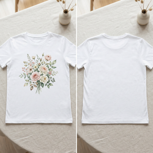 Plain White Floral Tshirt